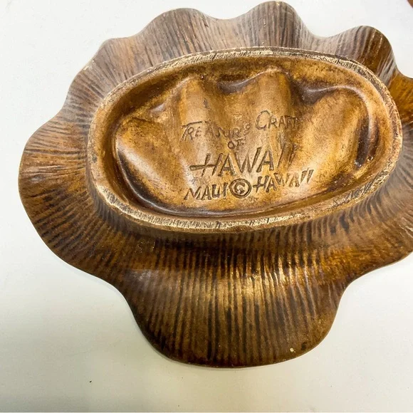 Vintage Mcm Hawaiian Green Ceramic Seashell Ashtray Dish - Picture 7 of 7